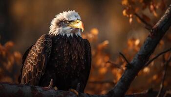 majestueus vogel van prooi neerstrijken Aan Afdeling gegenereerd door ai foto