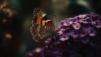 levendig vlinder bestuift geel bloem in lente gegenereerd door ai foto