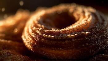 spiraal koekje gebakken met donker chocola toegeeflijkheid gegenereerd door ai foto