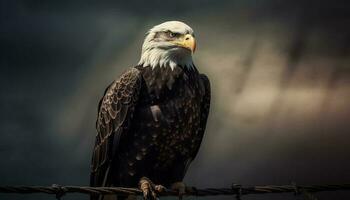 majestueus vogel van prooi neerstrijken Aan Afdeling gegenereerd door ai foto