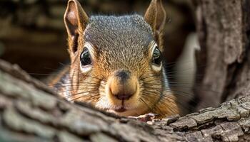 pluizig konijn zittend Aan gras, alarm en schattig gegenereerd door ai foto