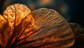 levendig herfst blad, dichtbij omhoog, biologisch schoonheid gegenereerd door ai foto