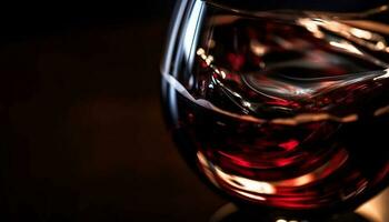 luxe wijnglas weerspiegelt donker cabernet sauvignon druif elegantie gegenereerd door ai foto