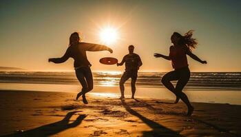 jong volwassenen genieten zorgeloos zomer vakanties samen gegenereerd door ai foto