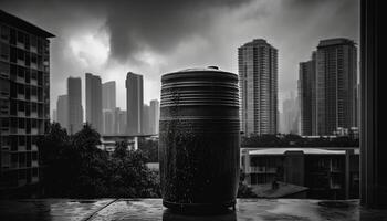 modern stadsgezicht weerspiegelt in glas wolkenkrabber ramen gegenereerd door ai foto