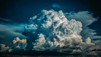 pluizig cumulus wolken versieren de helder lucht gegenereerd door ai foto