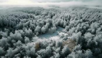 rustig winter landschap, hoog omhoog in bergen gegenereerd door ai foto
