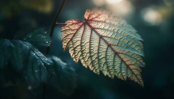 levendig herfst blad, dichtbij omhoog, schoonheid in natuur gegenereerd door ai foto