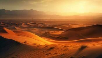 majestueus zand duinen rimpeling in dor Afrika gegenereerd door ai foto