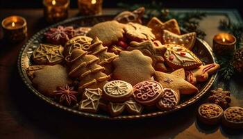 eigengemaakt peperkoek koekjes, een winter toegeeflijkheid gegenereerd door ai foto