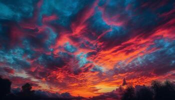 god schoonheid in natuur, een majestueus zonsondergang gegenereerd door ai foto