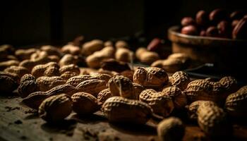 gezond tussendoortje vers fruit en noot kom generatief ai foto