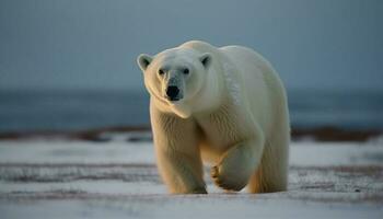 een schattig zoogdier wandelen Aan bevroren ijs generatief ai foto
