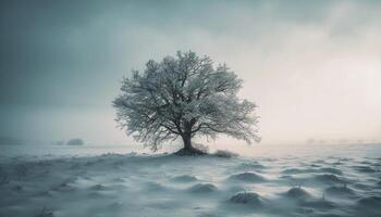 eenzaamheid in winter Woud, rustig schoonheid omringt generatief ai foto