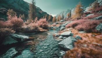 majestueus berg reeks rustig tafereel natuurlijk schoonheid gegenereerd door ai foto