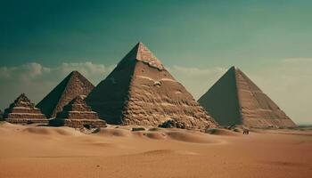 majestueus piramide landschap oude ruïnes sfinx beeldhouwwerk gegenereerd door ai foto