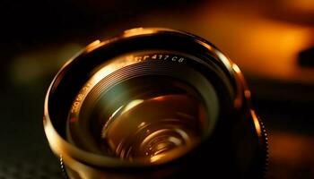 antiek canon lens focust Aan glimmend metaal gegenereerd door ai foto