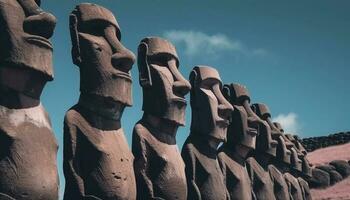 oude standbeeld symboliseert geestelijkheid in geruïneerd monument gegenereerd door ai foto