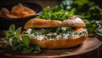 gegrild fijnproever hamburger Aan geroosterd ciabatta bun gegenereerd door ai foto