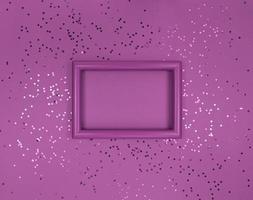 frame en confetti sterren op een violette achtergrond