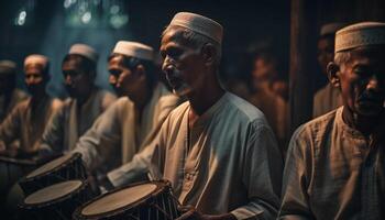 Afrikaanse artiesten vakkundig spelen muziek- samen binnenshuis gegenereerd door ai foto