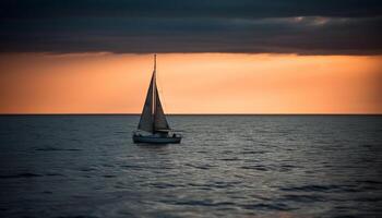 het zeilen jacht glijdt Aan rustig zeegezicht gegenereerd door ai foto