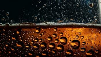 schuimend bier bubbels in goud pint glas gegenereerd door ai foto