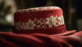 oud fashioned rietje hoed voegt toe elegantie naar modern mode viering gegenereerd door ai foto