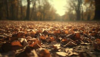 levendig herfst bladeren vallen, schoonheid in natuur rustig tafereel gegenereerd door ai foto
