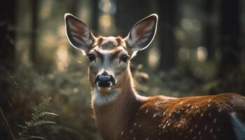 portret van een doe begrazing in de rustig wildernis weide gegenereerd door ai foto