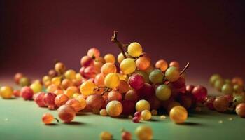 vers, rijp druiven een kleurrijk, gezond tussendoortje voor zomer gegenereerd door ai foto