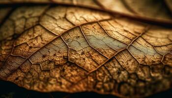 levendig herfst blad ader patroon Aan droog fabriek backdrop gegenereerd door ai foto