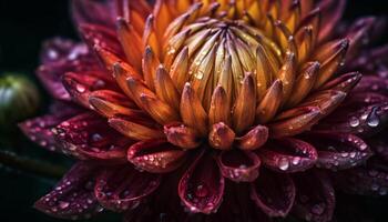 dichtbij omhoog van levendig, multi gekleurde gerbera madeliefje in biologisch vaas gegenereerd door ai foto