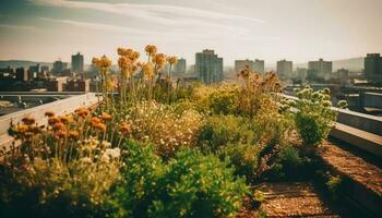 de modern stadsgezicht Bij schemering, een schoonheid in natuur gegenereerd door ai foto