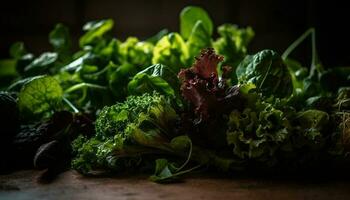 biologisch salade kom met rijp groenten, een gezond fijnproever maaltijd gegenereerd door ai foto