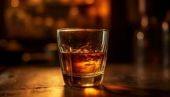 een luxueus whisky cocktail Aan een bar teller Bij nacht gegenereerd door ai foto