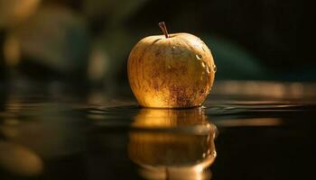 rijp appel weerspiegelt schoonheid in natuur, een gezond tussendoortje buitenshuis gegenereerd door ai foto