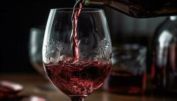 een kristal wijnglas gevulde met verfrissend roos wijn voor genot gegenereerd door ai foto