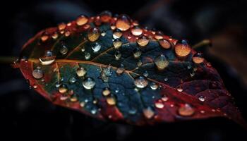 levendig blad ader weerspiegelt multi gekleurde schoonheid in natuur dauw laten vallen gegenereerd door ai foto