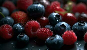 sappig BES fruit in een schaal, vers en rijp voor aan het eten gegenereerd door ai foto