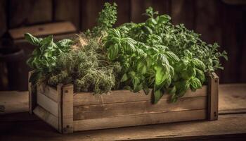 vers biologisch kruiden en groenten toevoegen gezond kruiderij naar Koken gegenereerd door ai foto