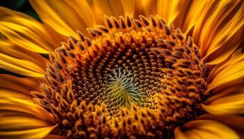 levendig zonnebloem bloemblaadjes aantrekken stuifmeel van bezig bijen in weide gegenereerd door ai foto