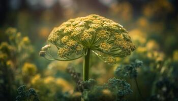 een geel wilde bloemen schoonheid in natuur schijnt in de weide gegenereerd door ai foto