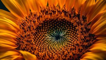 levendig zonnebloem bloesem, een single bloem in natuur cirkel gegenereerd door ai foto