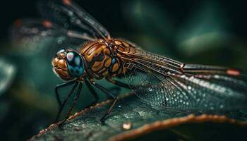 de breekbaar schoonheid van een klein insect multi gekleurde Vleugels gegenereerd door ai foto