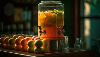vers fruit cocktail met citroen en limoen, perfect voor ontspanning gegenereerd door ai foto