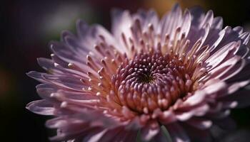 levendig gerbera madeliefje in zacht focus, dauw druppels glinsterend gegenereerd door ai foto