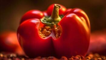 levendig, rijp klok paprika's toevoegen kleur naar gezond vegetarisch maaltijden gegenereerd door ai foto