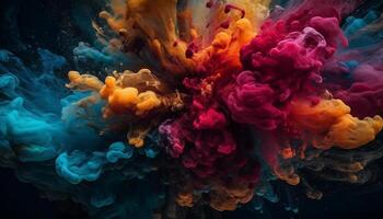 levendig kleuren menging in abstract vloeistof patronen gegenereerd door ai foto
