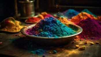 levendig kleuren ontploffen in traditioneel Indisch viering gegenereerd door ai foto